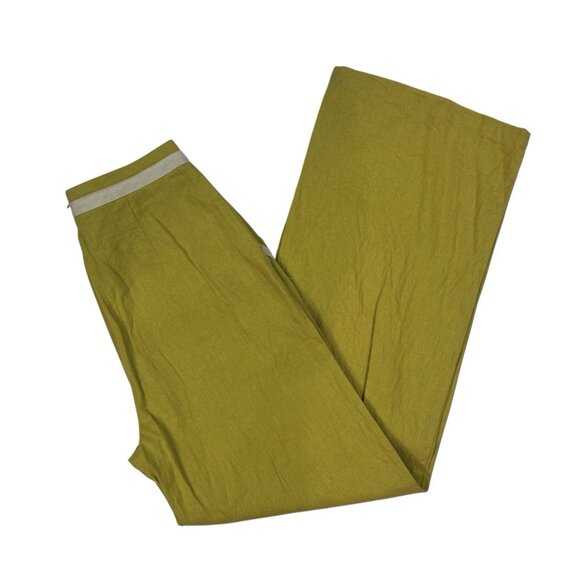 7 For All Mankind Linen Trouser Pants Size Small Golden Mustard High Rise 83147 - Picture 4 of 11